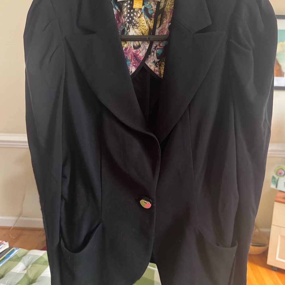 Leifsdottir for Anthropologie Black Blazer with Floral Lining-size 6 - Picture 11 of 11